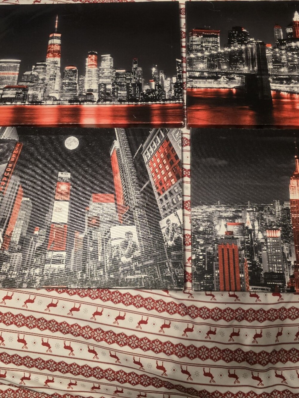 Set of 4 Black, White and Red New York City Canvas Prints